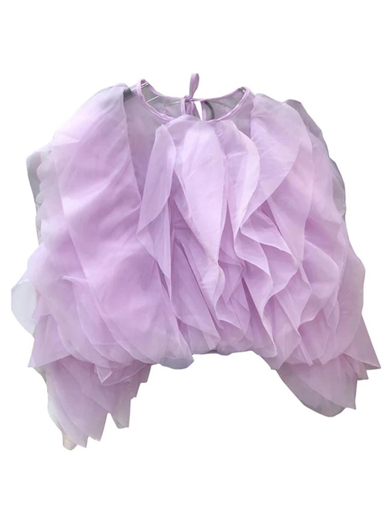 Ruffled Chiffon Blouse for Women - HalleBeauty